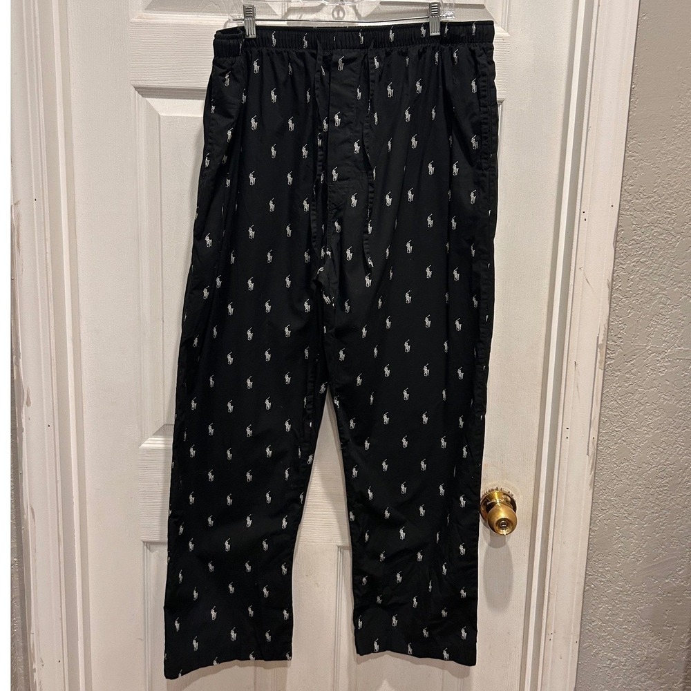 Polo Ralph Lauren Mens Big 1X Black Pony Logo Pajama‎ Pants Sleepwear Cotton